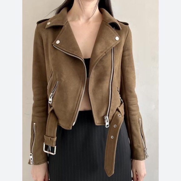 Zara Jackets & Blazers - Zara faux suede moto jacket size XS
